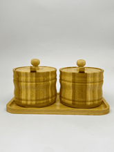 Bamboo Milk Sugar Pot Set with Tray